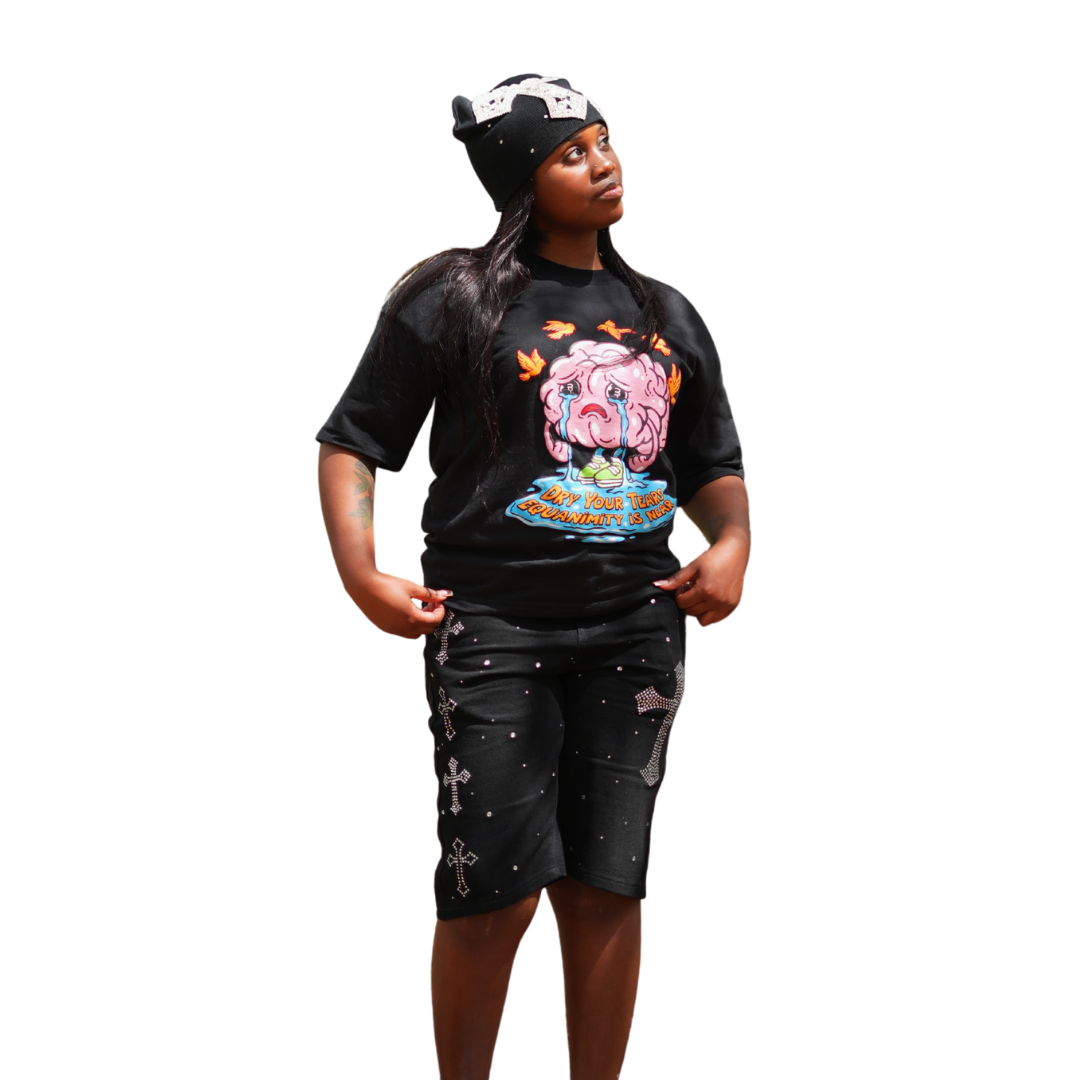 Dry Your Tears Equanimity Is Near - Black Tee